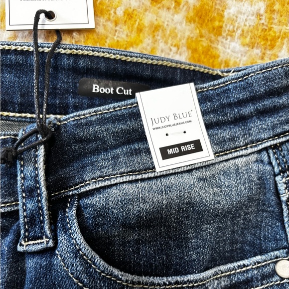 LIMITED TIME ONLY Judy Blue Full Size Mid Rise Hand Sand & Destroy Bootcut Jeans - Picture 16 of 16